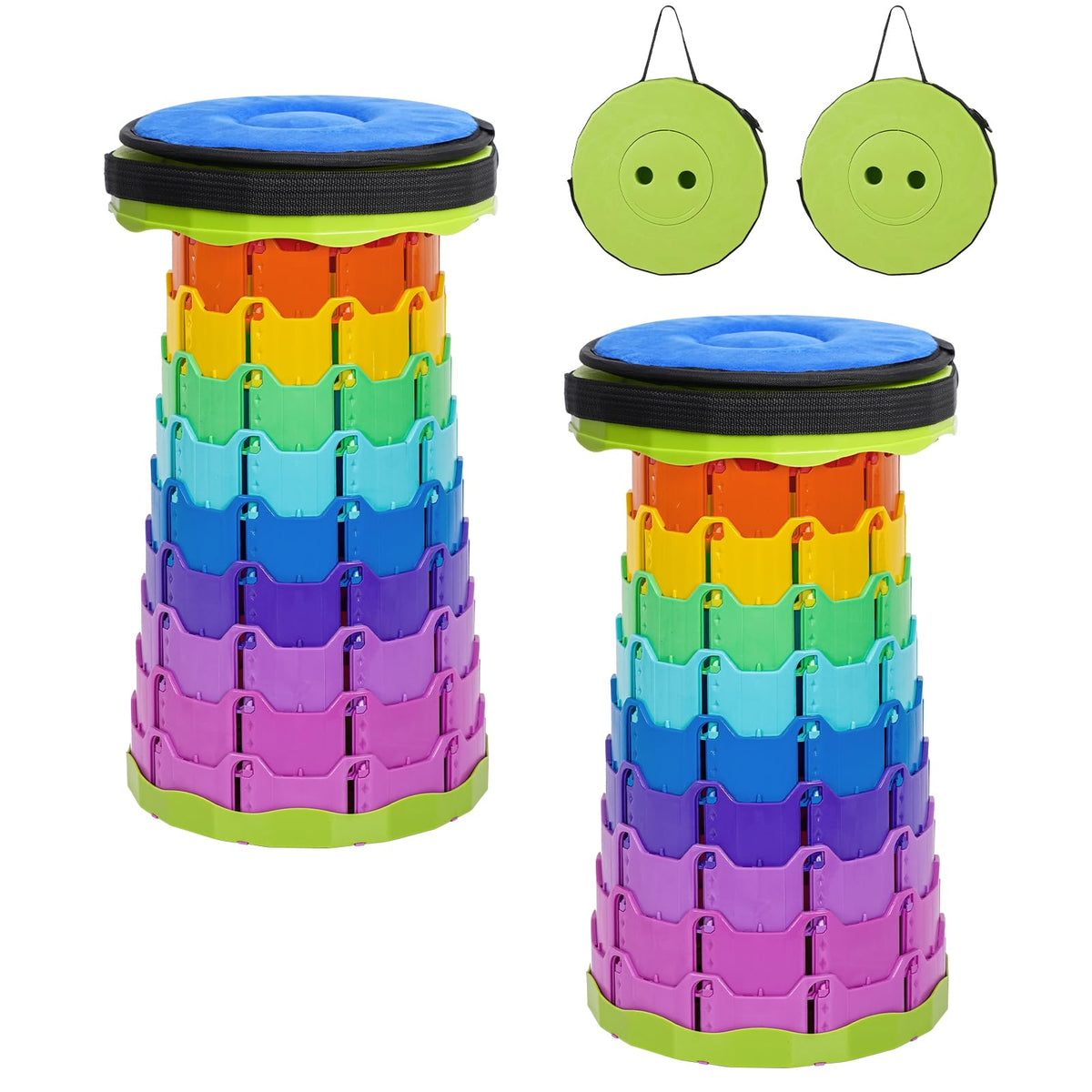 FXKS two-pack collapsible stool cushion open for quick outdoor camping seating