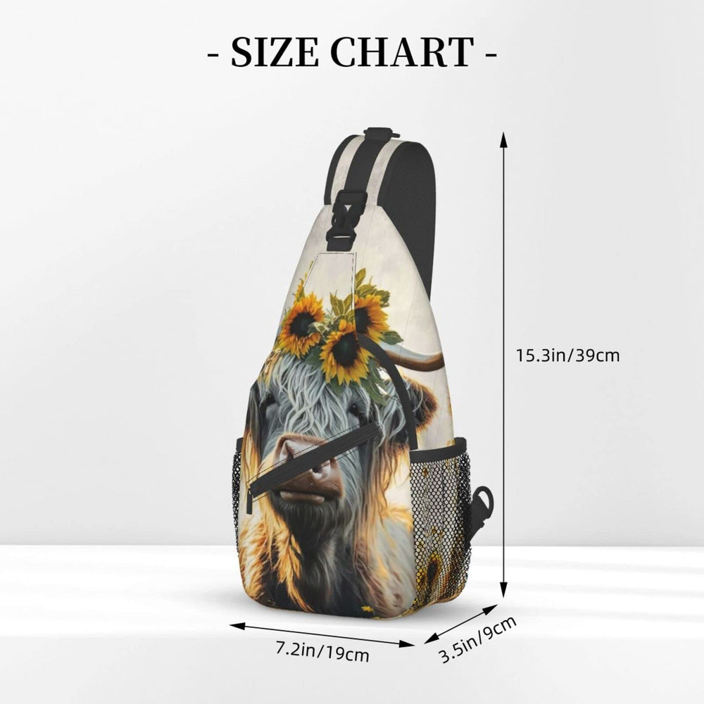 FYCFSLMY Sunflower Highland-Cow bag back view highlighting lightweight cross-body design.