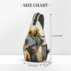 FYCFSLMY Sunflower Highland-Cow bag back view highlighting lightweight cross-body design.