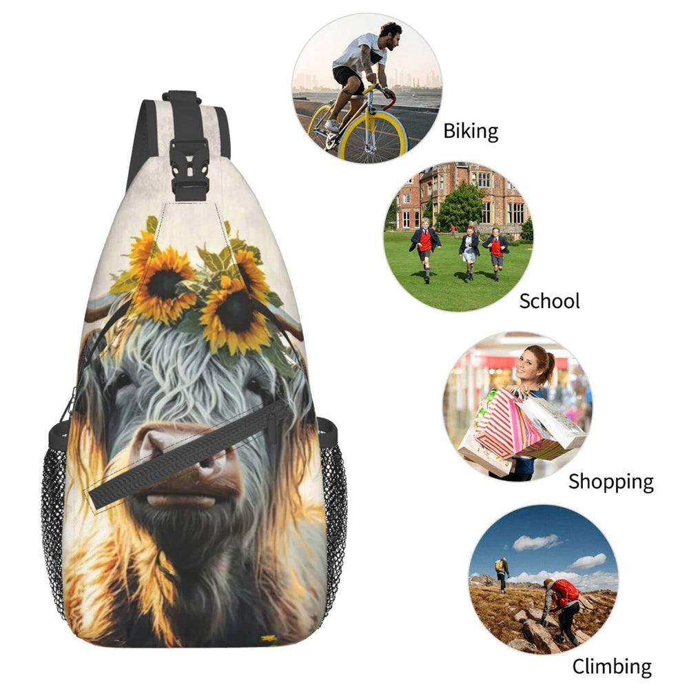 FYCFSLMY Sunflower Highland-Cow bag durable zipper ensures smooth access and longevity.