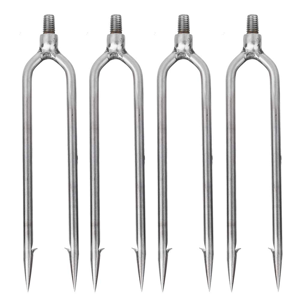 Fydun 4 Pcs Stainless Gaff Hook with 2-prongs for rugged outdoor fishing.