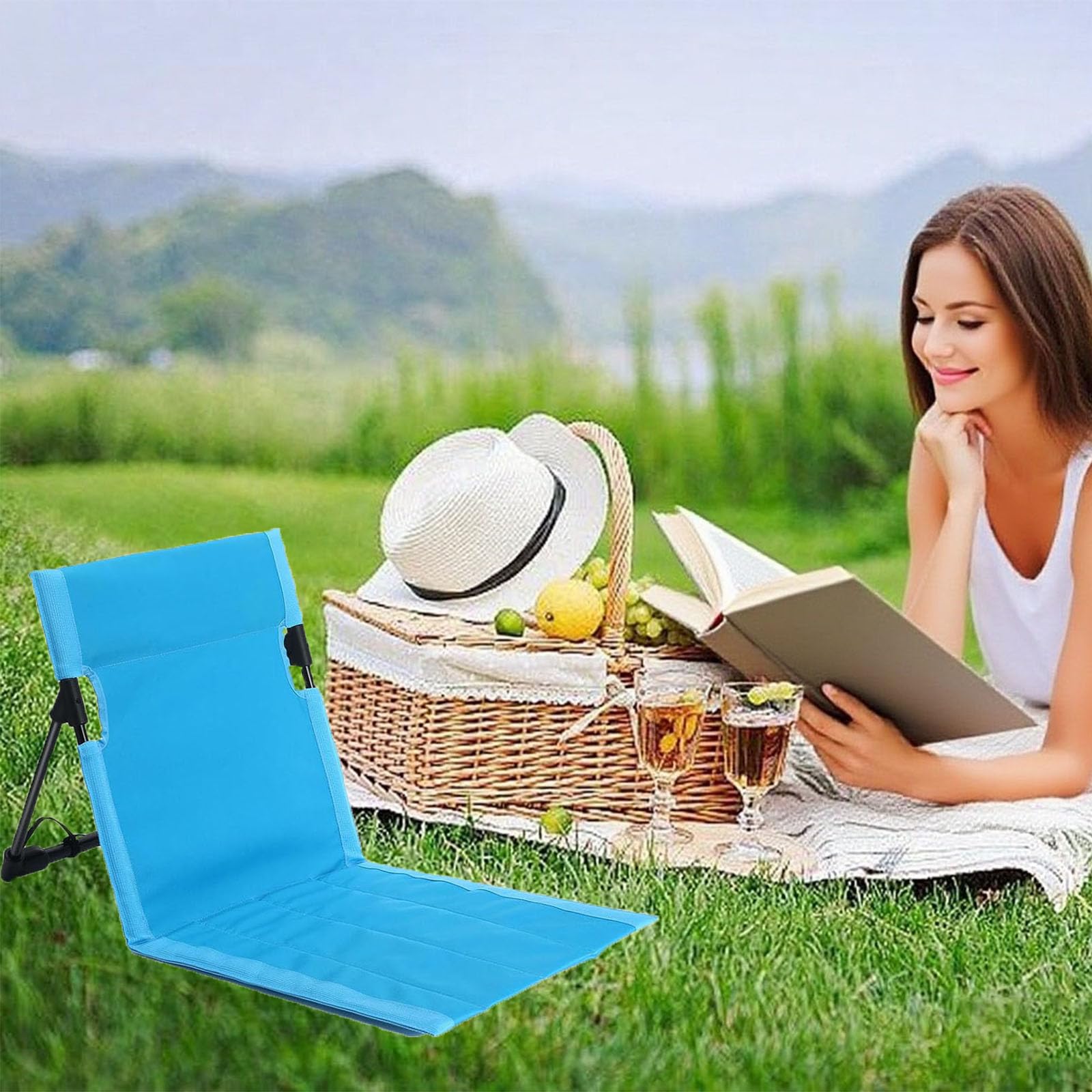 FYSHINE foldable chair beige folded portable for travel and picnics.