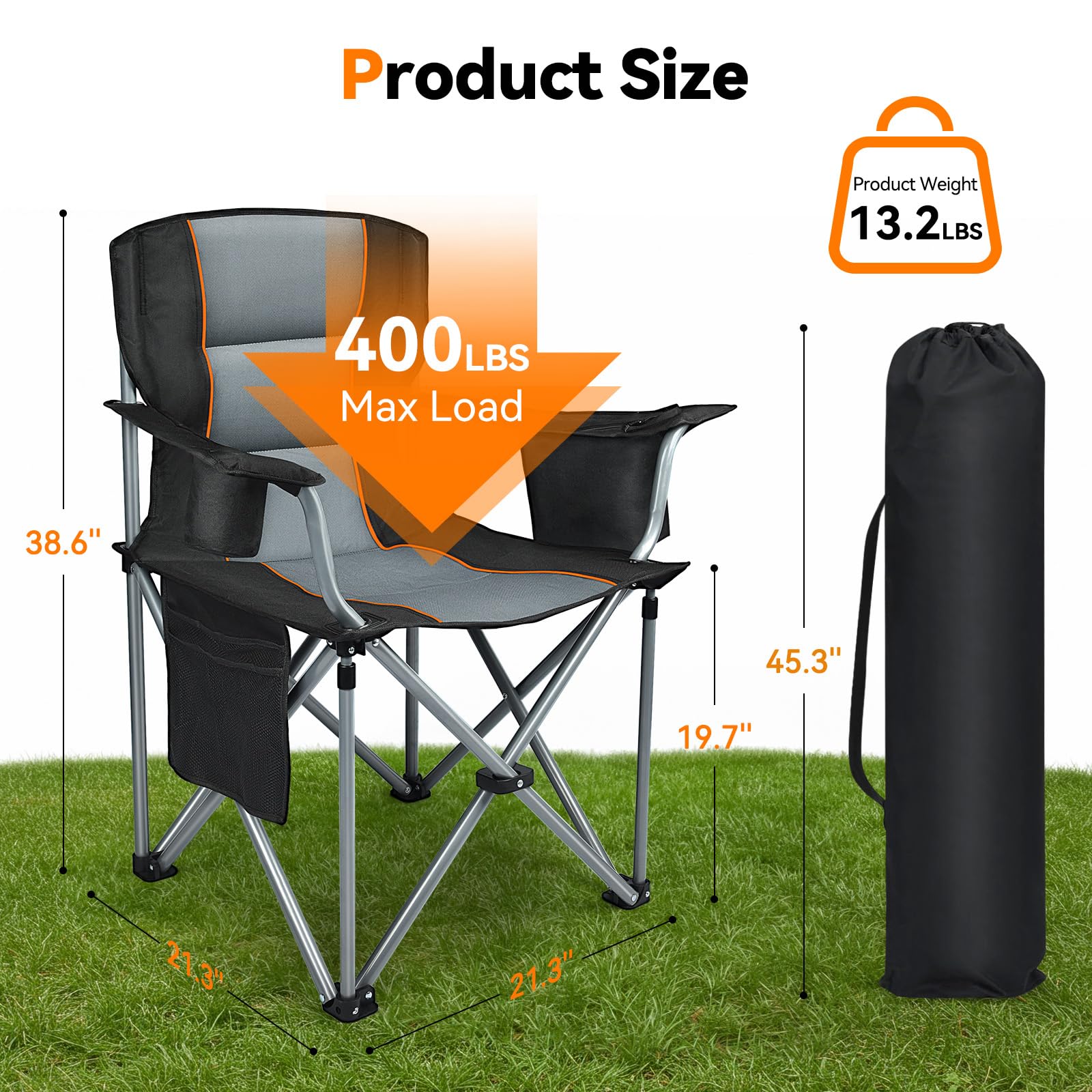 FZIFZI camping chair with ergonomic lumbar cushion supports long outdoor sessions.