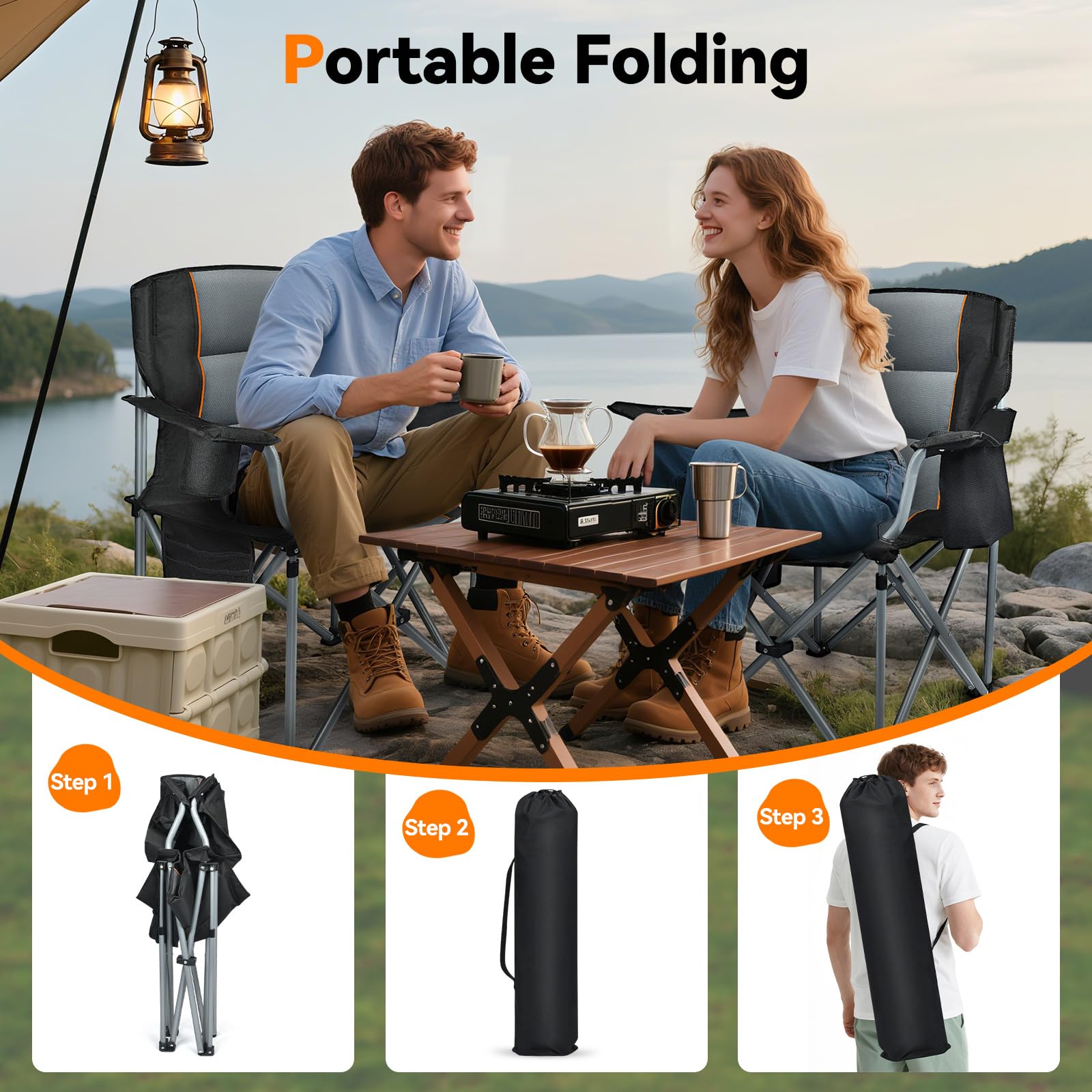 FZIFZI chair folds compactly for easy transport and storage.