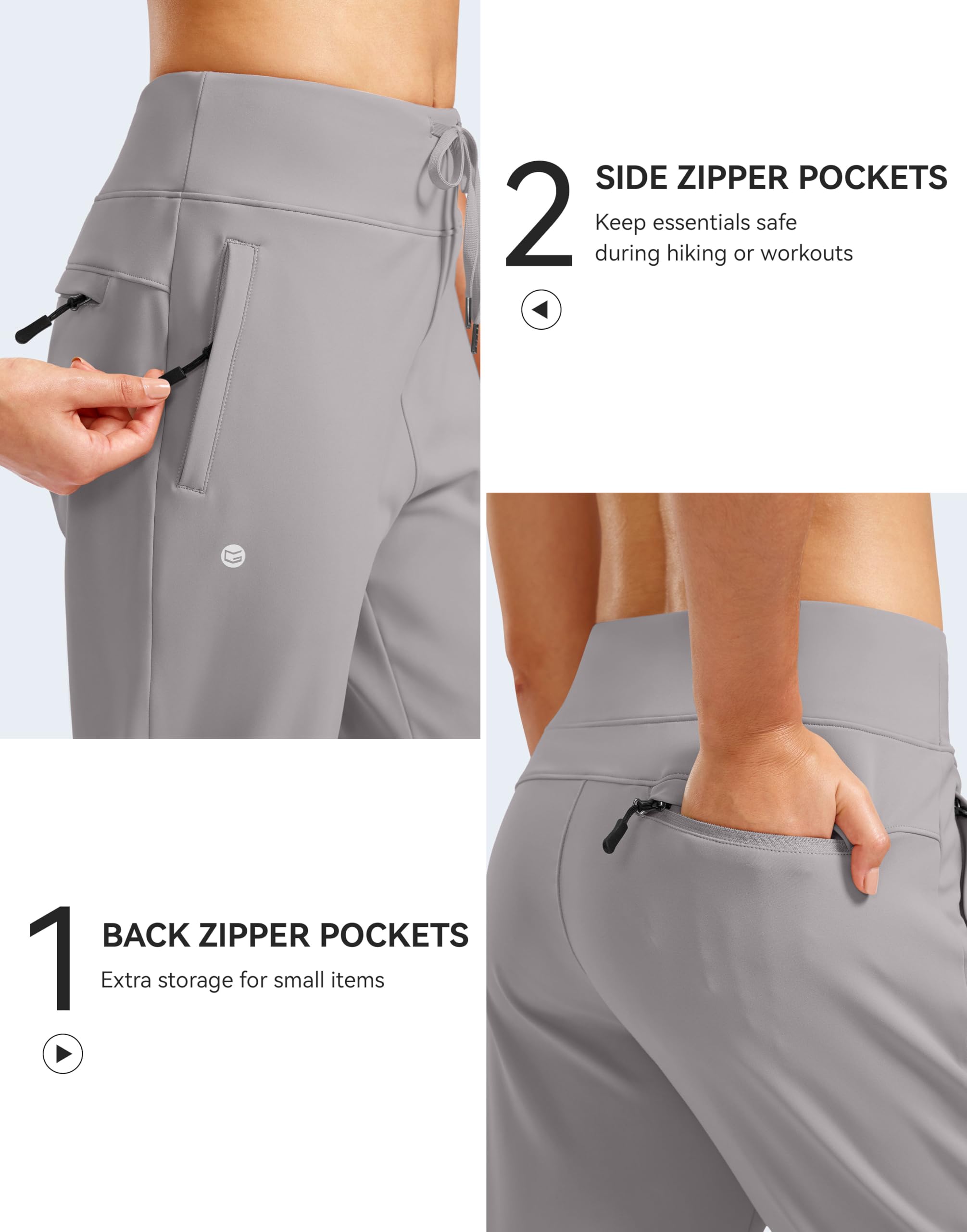 G Gradual tapered ankle cuffs showing neat fit and movement-ready design