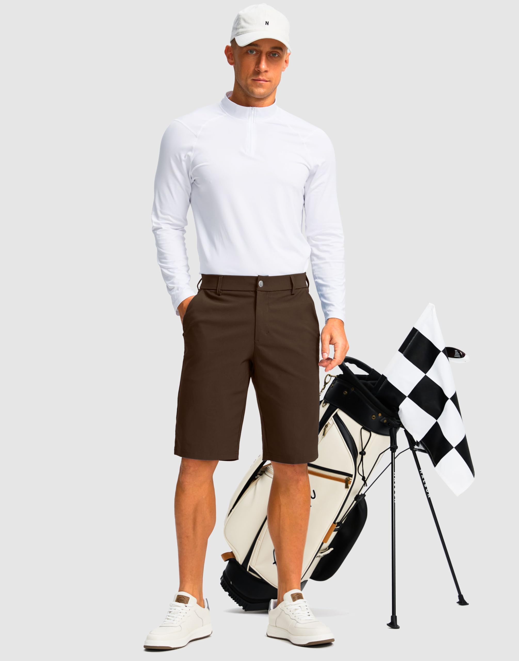 G Gradual golf shorts dark brown fabric texture suitable for versatile casual wear.