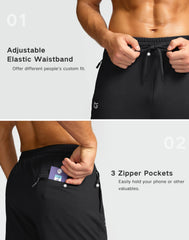 G Gradual three-zipper pockets keep valuables secure during activities