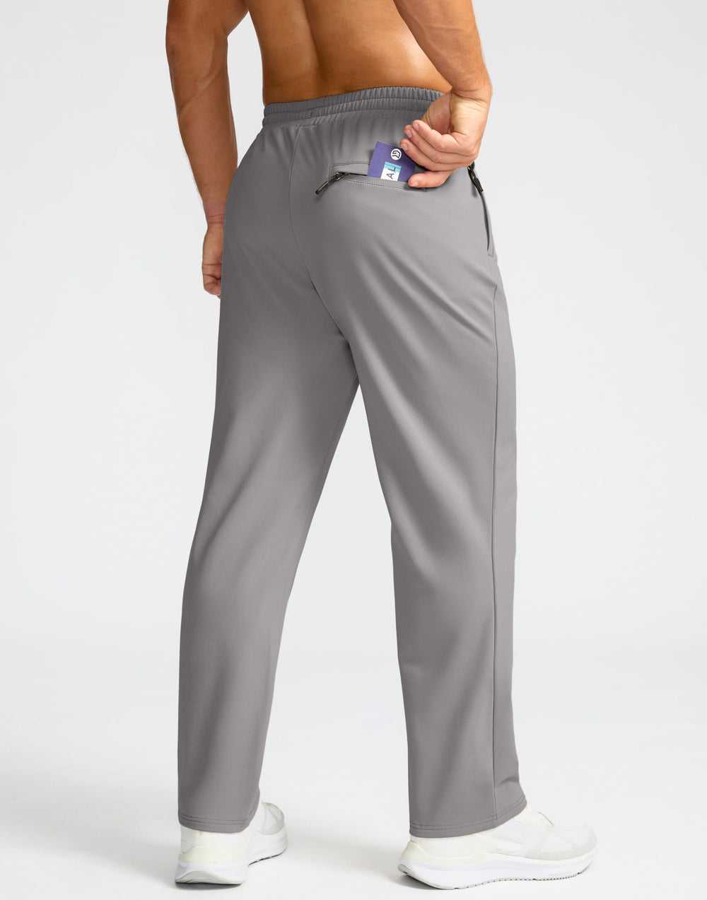 G Gradual men's fleece-lined pants back zip pocket detail for valuables