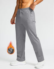 G Gradual men's fleece lined pants side pocket close-up with secure zipper storage