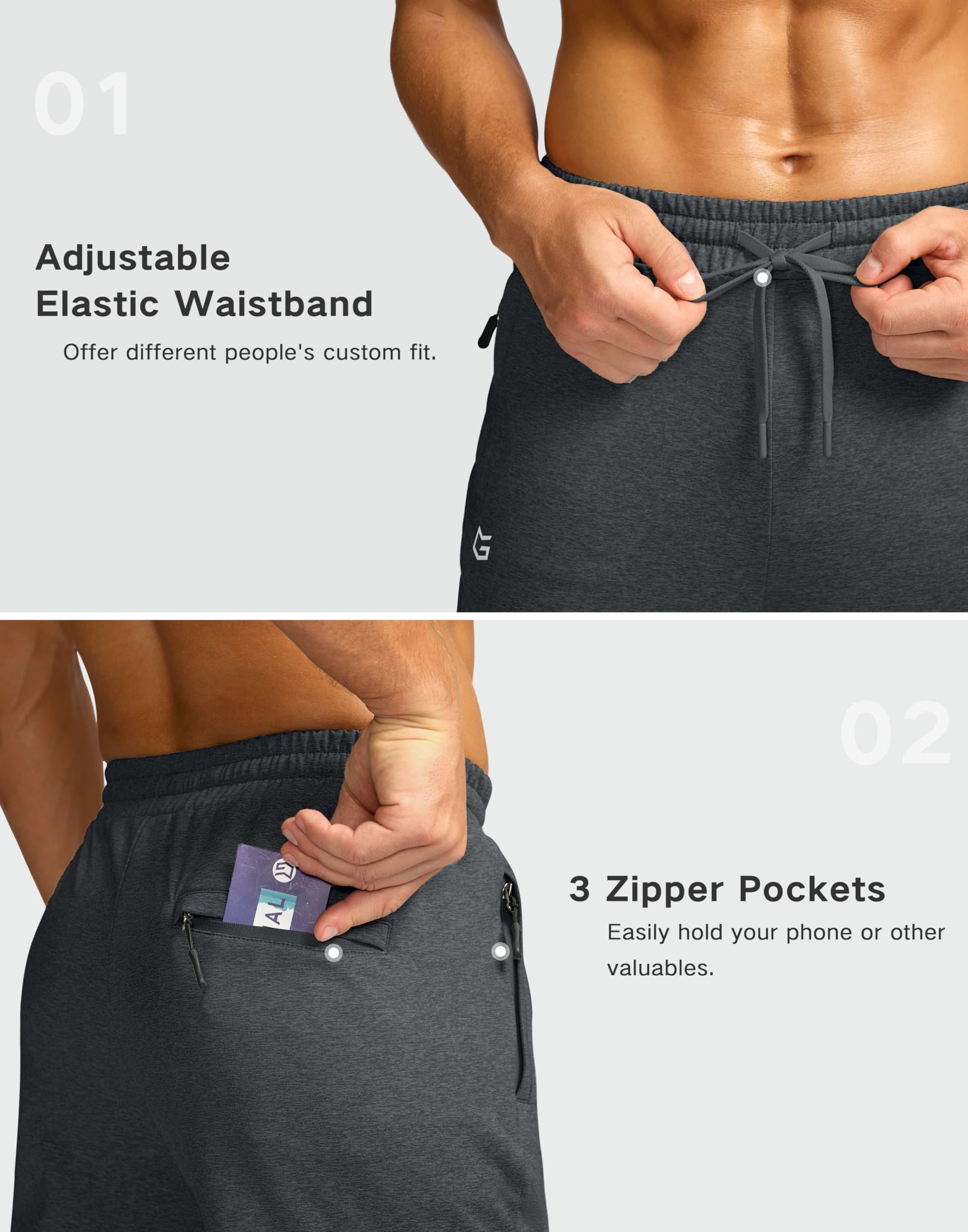 G Gradual elastic waist with drawstring for a customizable, comfortable fit