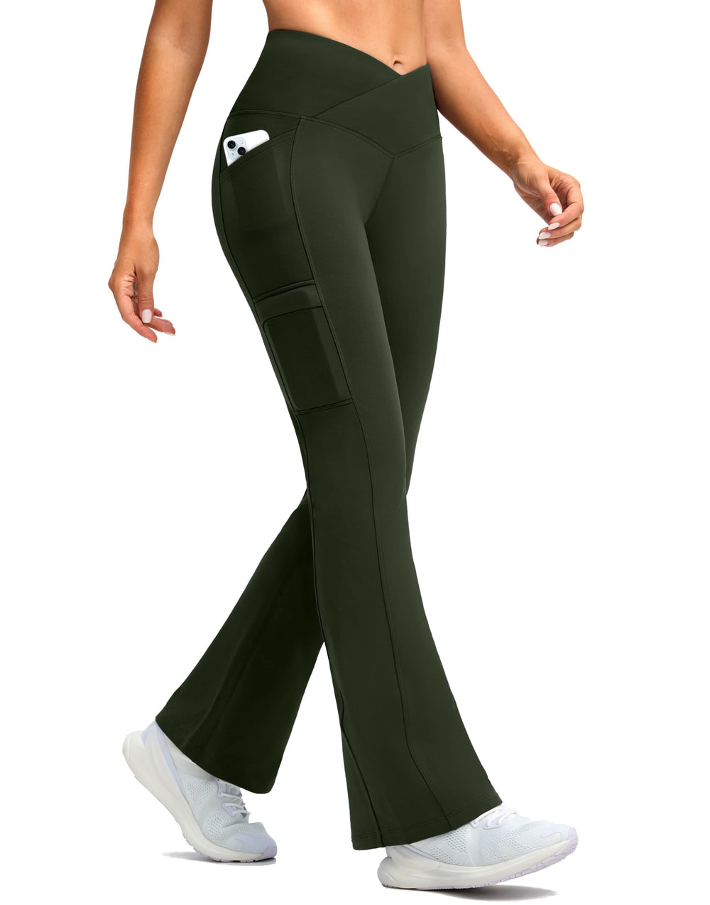 G Gradual olive fleece-lined pants front view highlight warm fleece and everyday comfort.