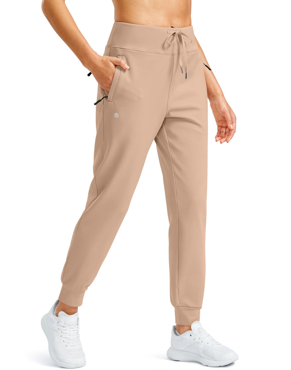 G Gradual fleece-lined joggers front view in khaki highlighting warm, flexible winter wear.