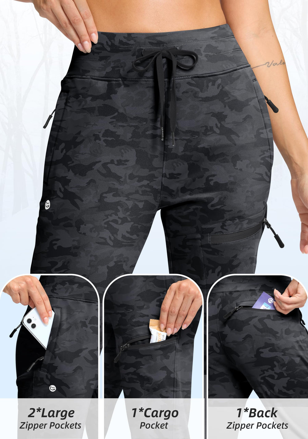 G Gradual joggers worn on snowy terrain, showcasing winter versatility.