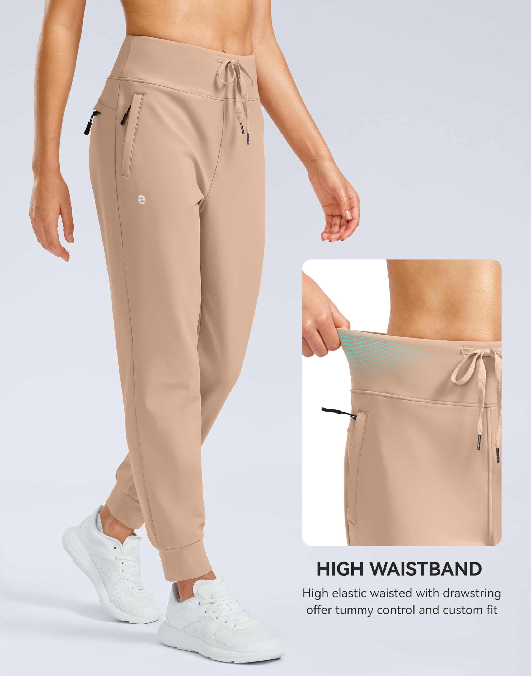 G Gradual zipper pockets close-up highlights secure storage for keys and phone.
