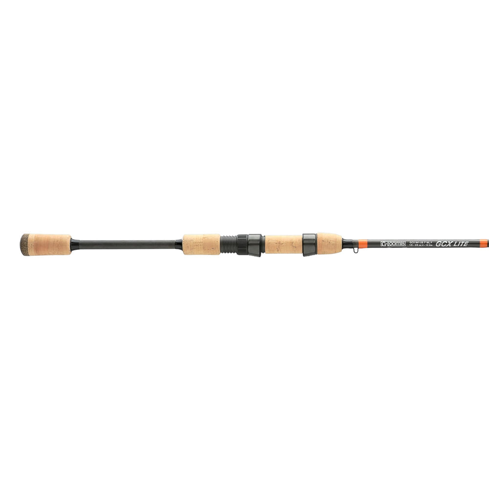 The G. Loomis GCX LITE spinning rod with cork handle offers day-long comfort.