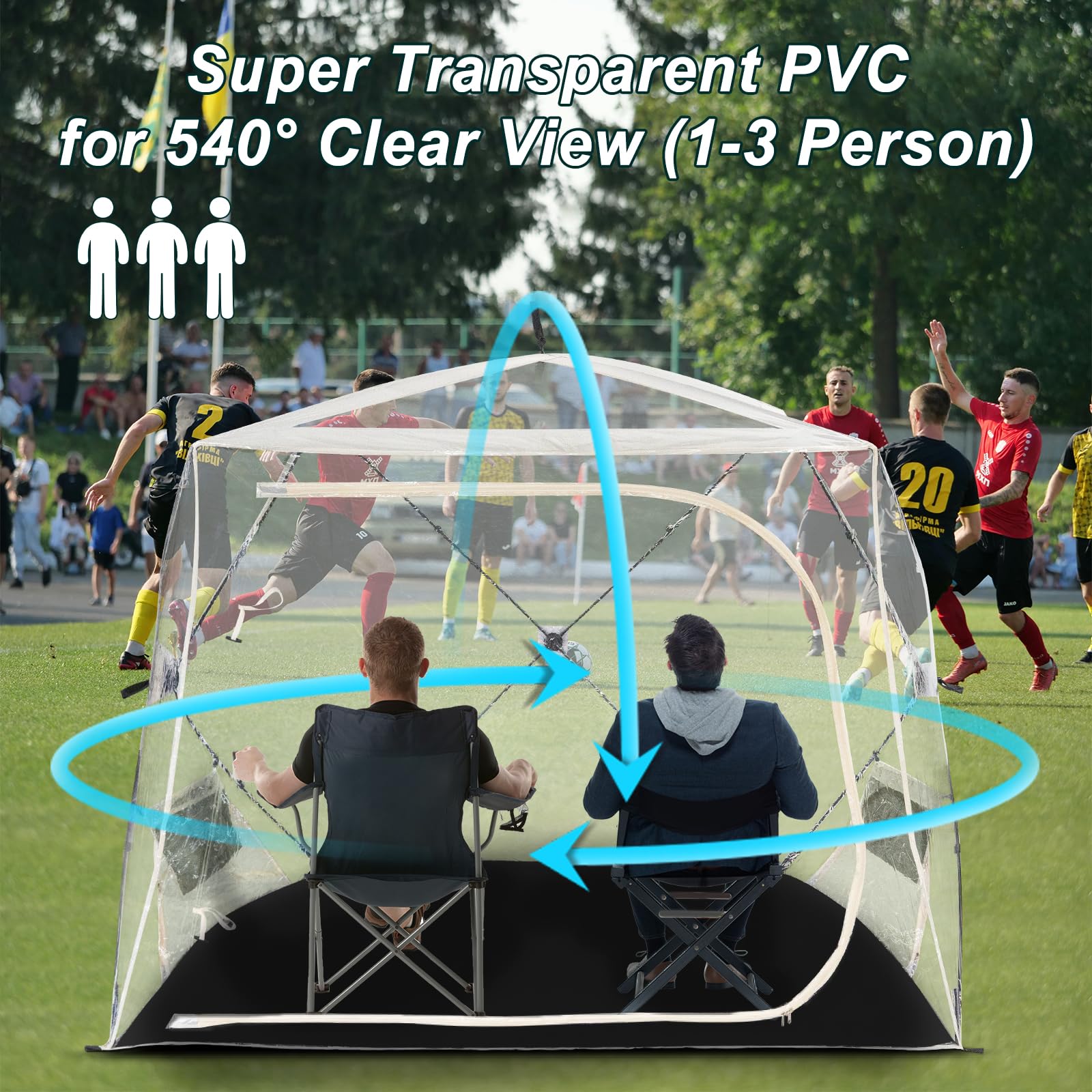 G2 GO2GETHER sports tent interior panorama offers wide visibility for players and spectators.