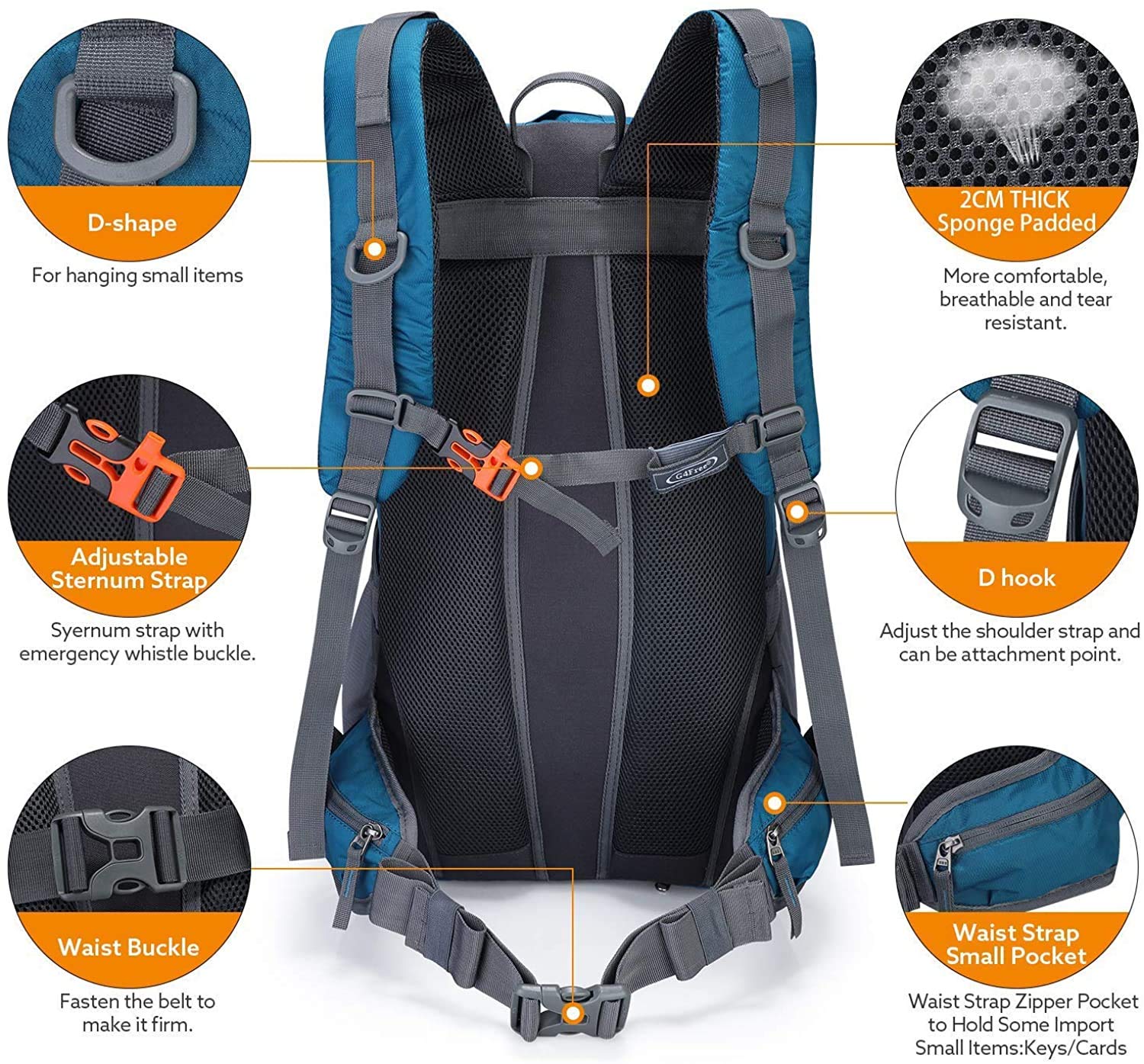 G4Free 45L breathable shoulder straps keep shoulders cool during hikes
