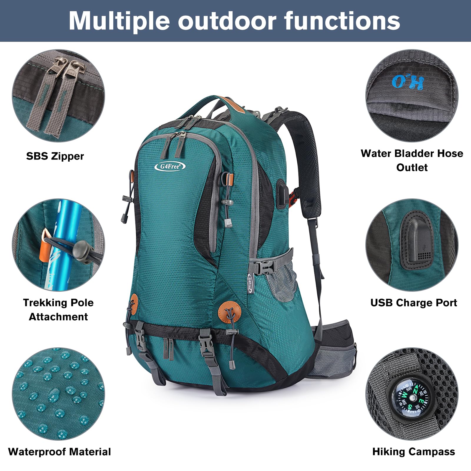 G4Free 50L hydration bladder slot supports on-the-go sipping.