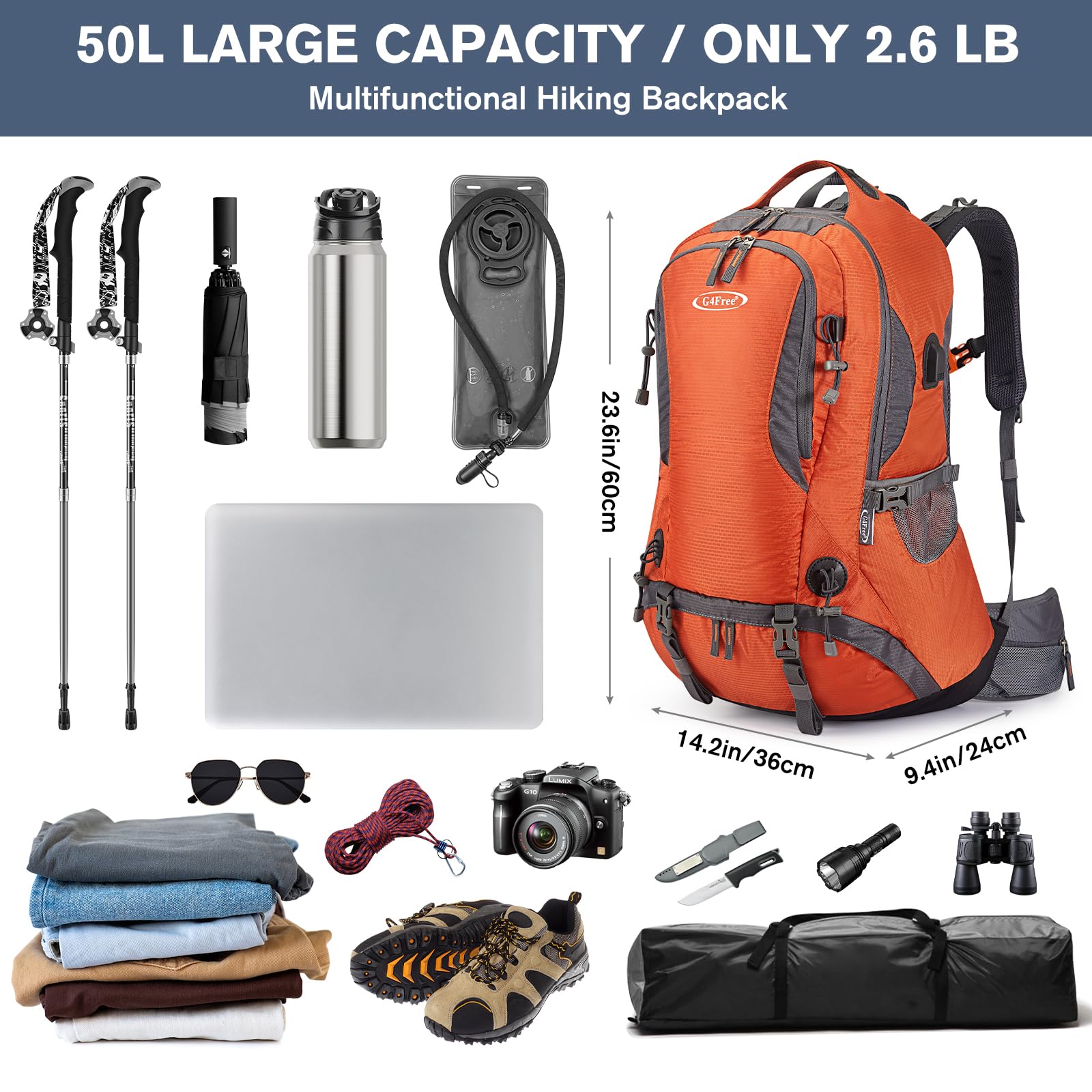G4Free 50L bottom pocket for shoes or dirty clothes separation