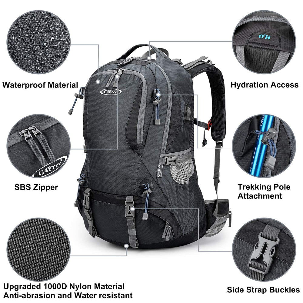 G4Free 50L hiking backpack hydration compartment ready to hold a bladder