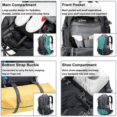 G4Free 50L hiking backpack pocket layout for quick access and organization