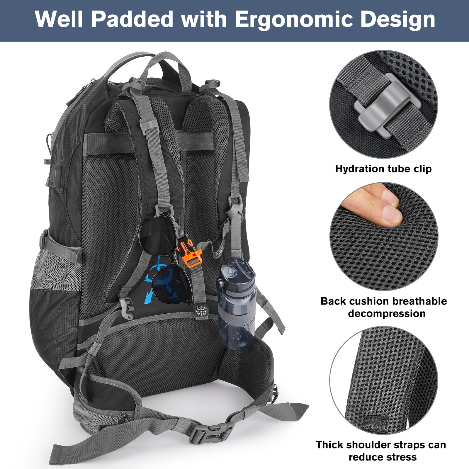 G4Free 50L hiking backpack rain cover pocket protects gear in rain