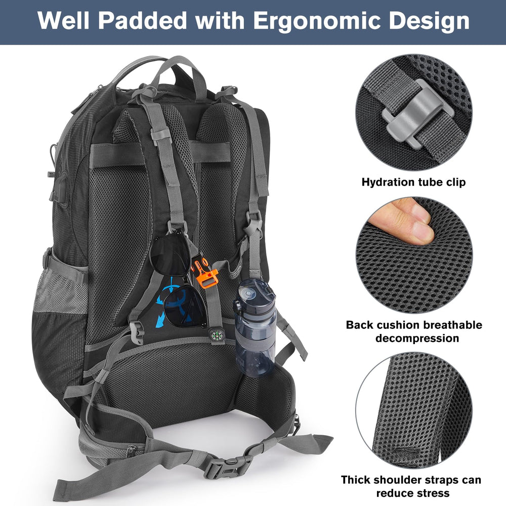 G4Free 50L hiking backpack rain cover pocket protects gear in rain