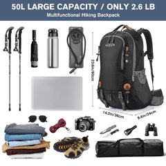 G4Free 50L hiking backpack shoe pocket keeps dirty items separate