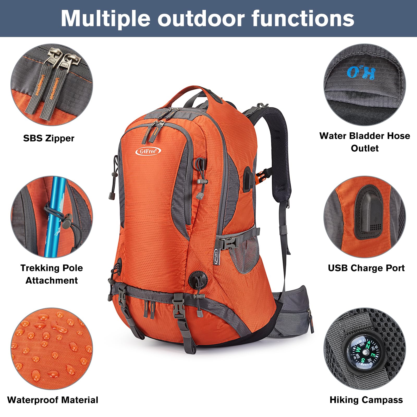 G4Free 50L rain cover pocket protects gear in wet weather