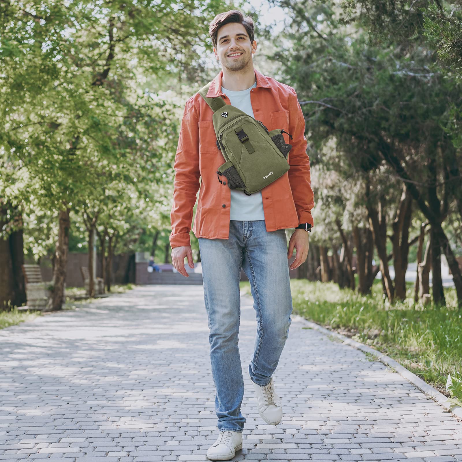 G4Free crossbody sling bag in outdoor travel scenarios.