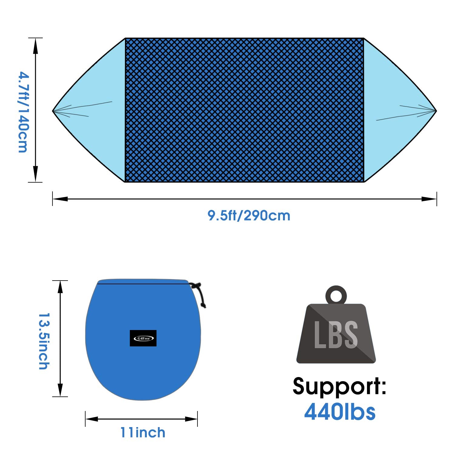 G4Free hammock with dual shade panels protecting against sun and moonlight.