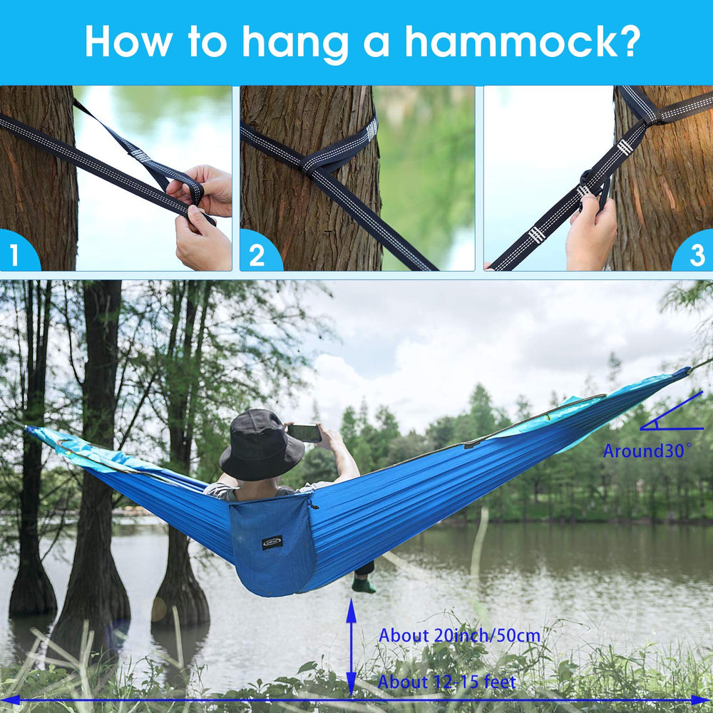 Measurement of G4Free hammock: 114 by 57 inches for two adults.