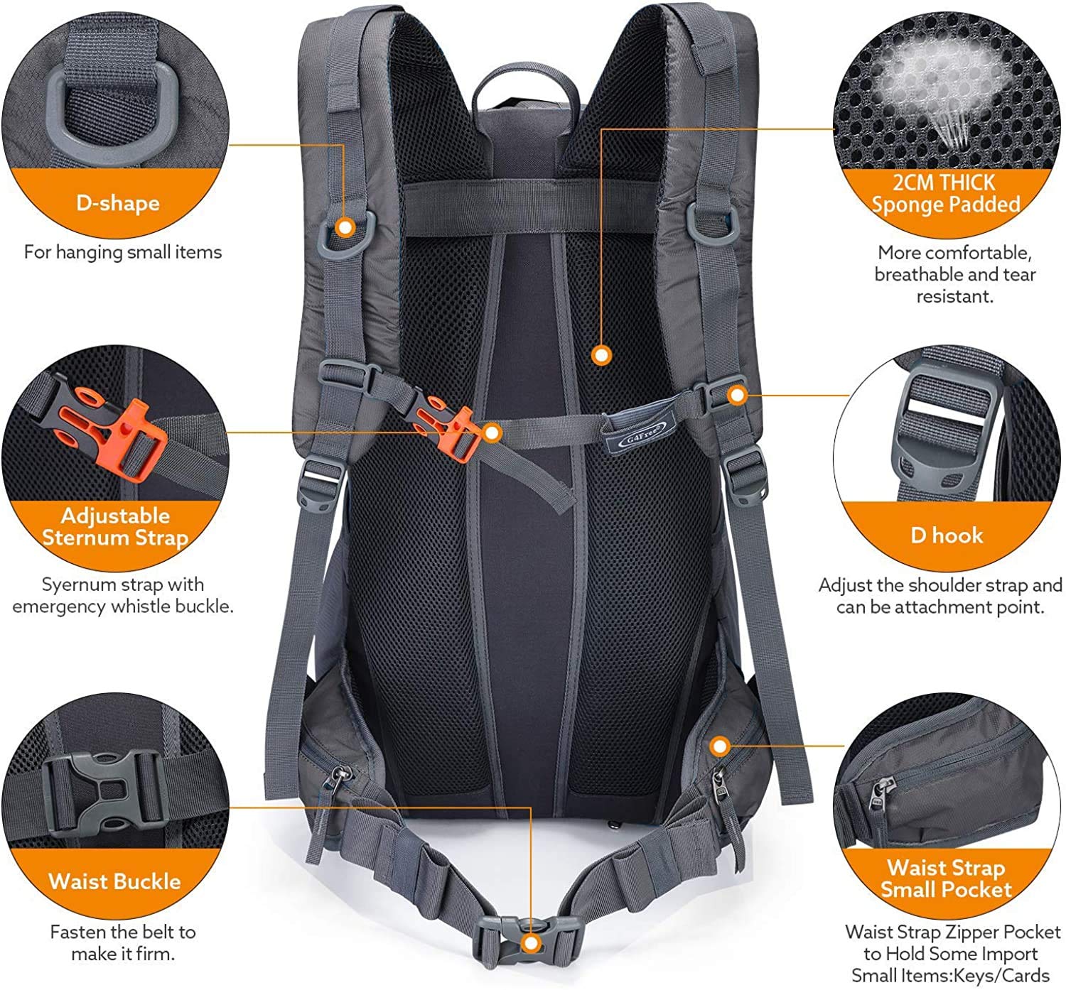 G4Free back panel in dark grey with padded lumbar area for comfortable carrying