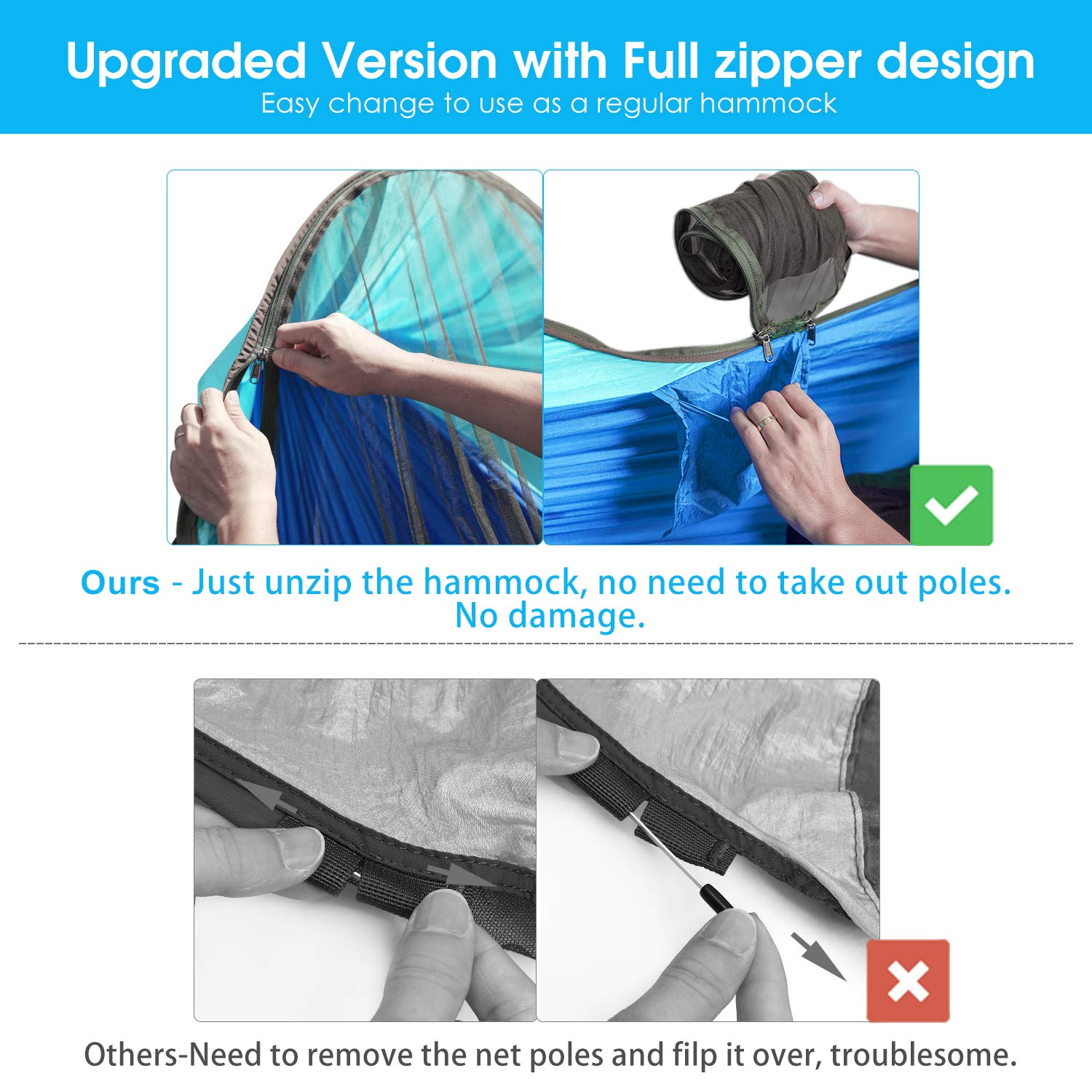 G4Free included tree straps and carabiners ready for setup.