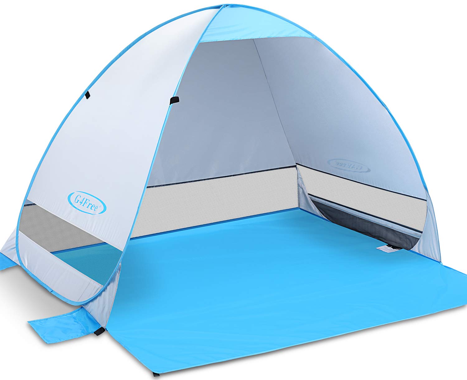 G4Free large pop-up beach tent offers spacious shade for 3-4 people at the beach.