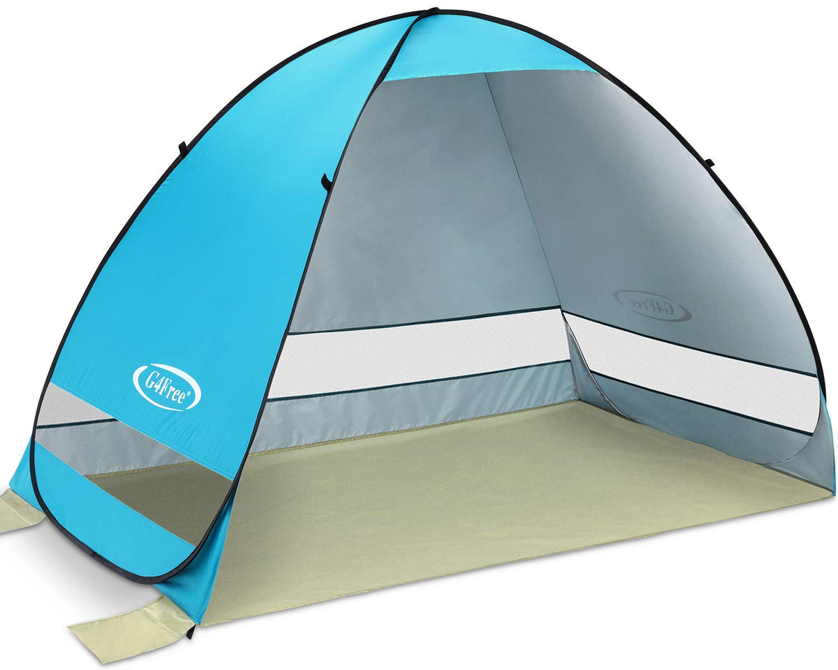 G4Free large pop-up beach tent spacious for 3-4 people provides quick shade
