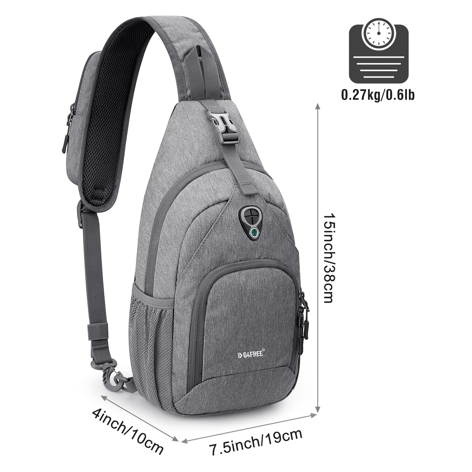 G4Free RFID Sling Bag back pocket detail highlights RFID-blocking security discreetly.