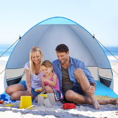 G4Free windproof beach tent with sand pockets stabilizes on windy days.