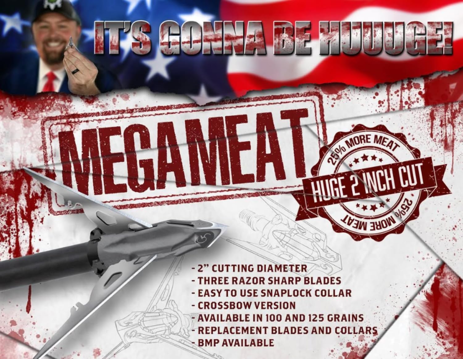 G5 Outdoors Megameat 125gr blades detail three ultra-sharp blades