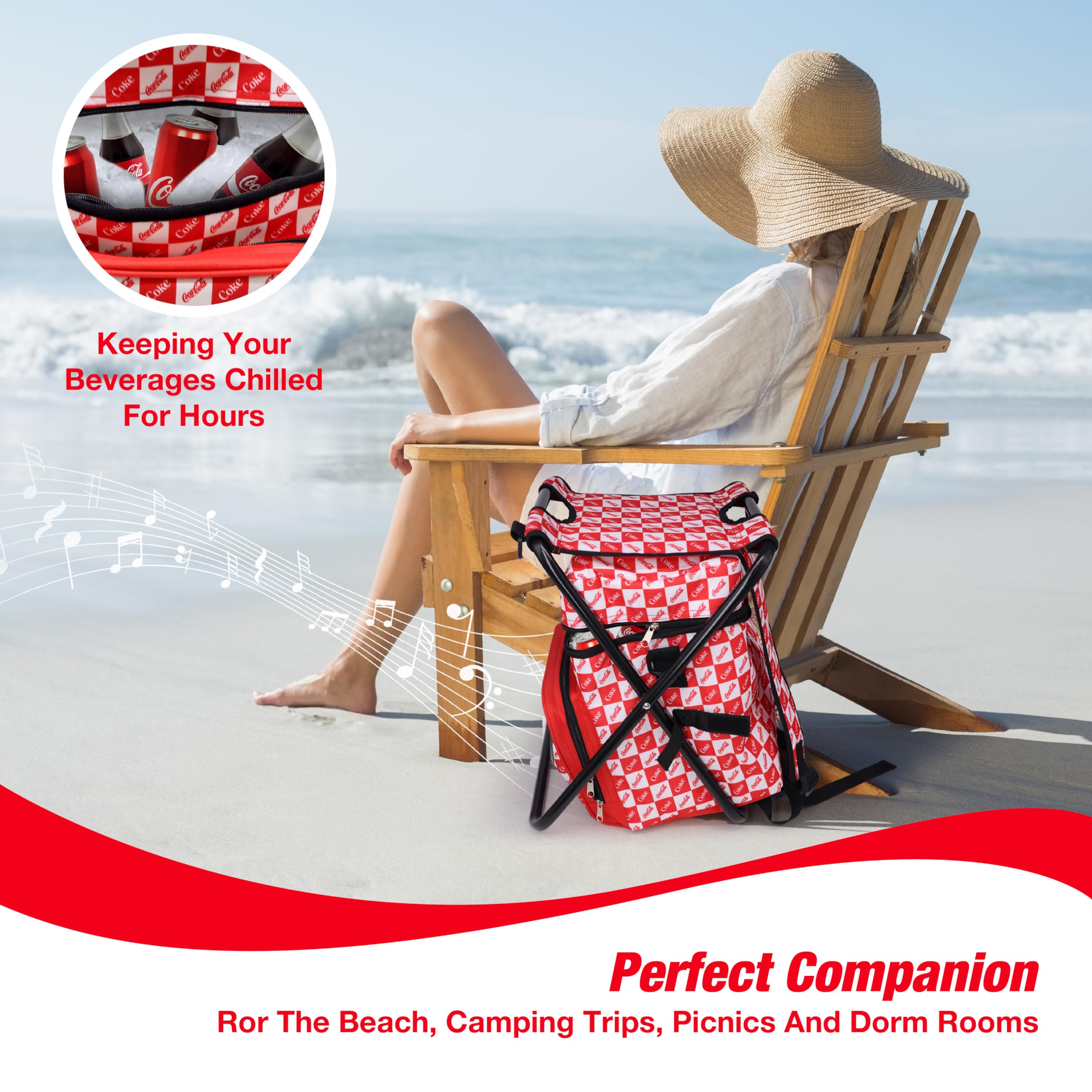 Gabba Goods Coca-Cola portable seat folds for quick outdoor setup.