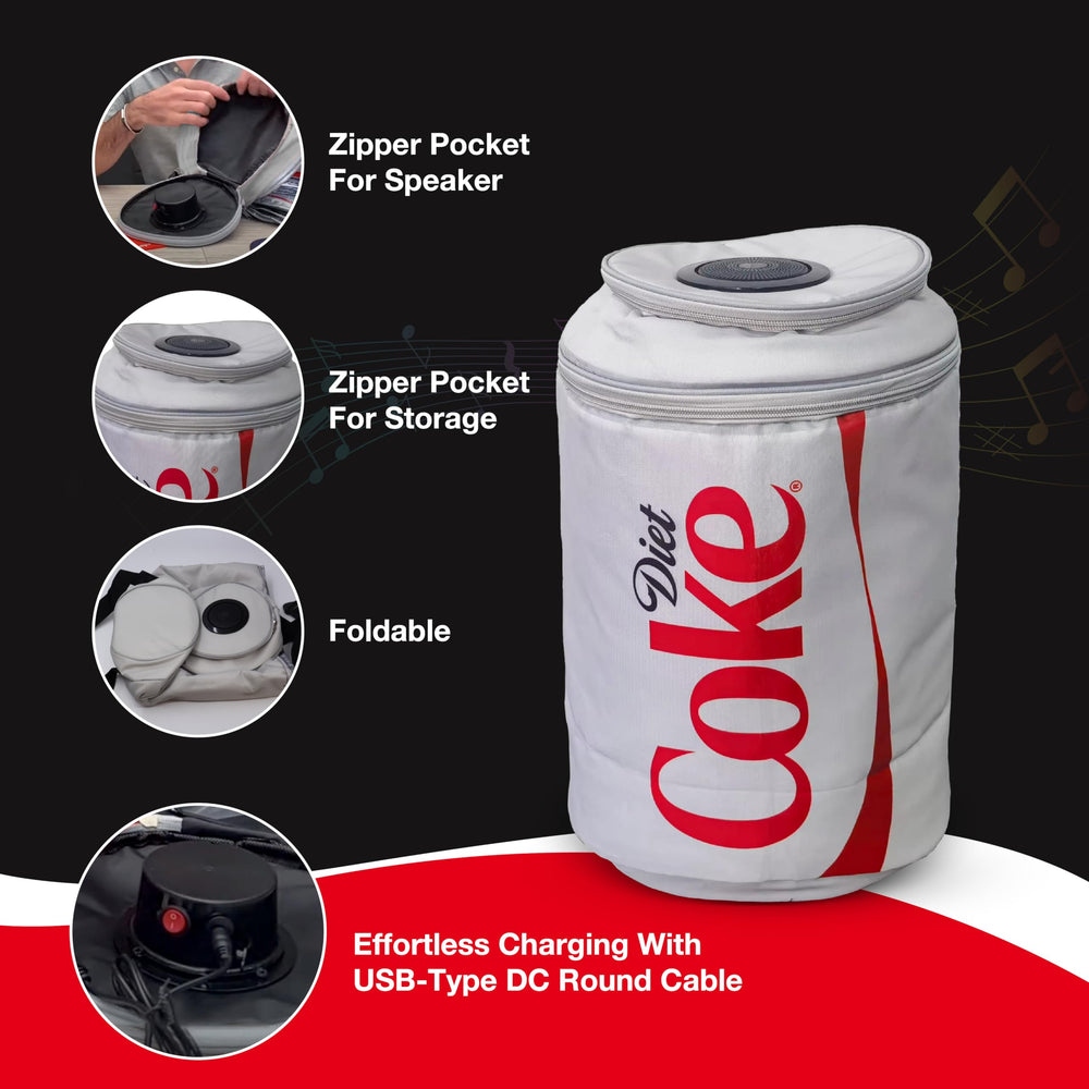 Gabba Goods Diet Coke Cooler Bag USB charging pocket for convenient power.