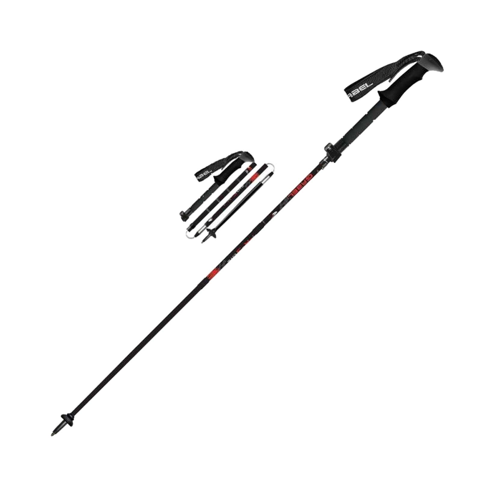 Gabel FR-3 EF trekking poles folded to 37 cm for compact backpack storage