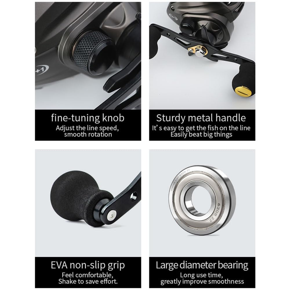 Gaderth baitcasting reel brass gear emphasizes strength and corrosion resistance.