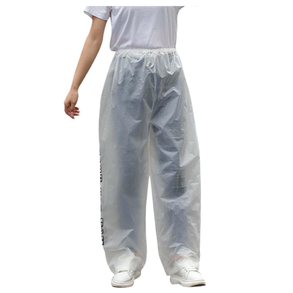 Gaexia rain pants over pants full product view in clear color, lightweight and windproof