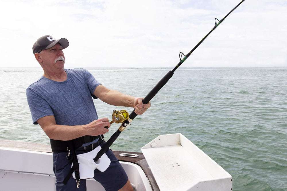 GAFFER SPORTFISHING Wide Body drop-straps highlight adjustable stability for diverse angler heights.