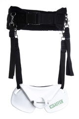 GAFFER SPORTFISHING Wide Body Fishing Belt front view demonstrates secure hands-free fighting on boats.