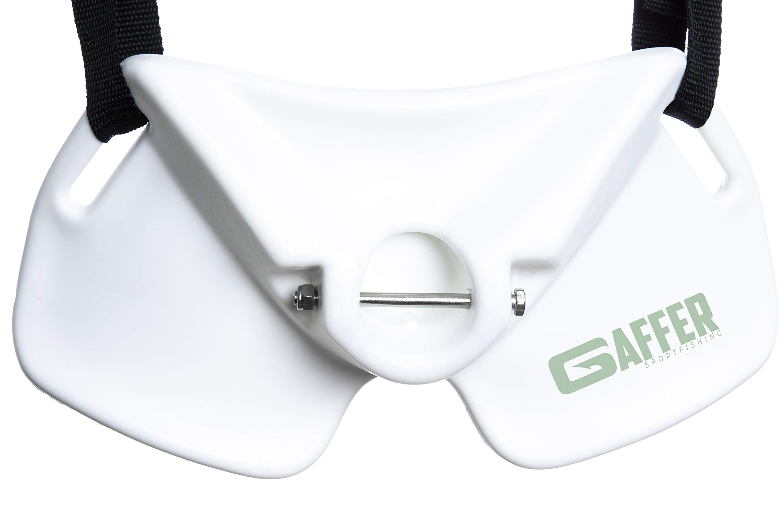 GAFFER SPORTFISHING stainless steel gimbal with pin secures rods for confident casts.