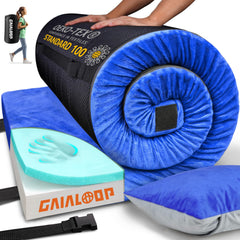 gaialoop 3-inch memory foam camping mattress roll view for easy storage