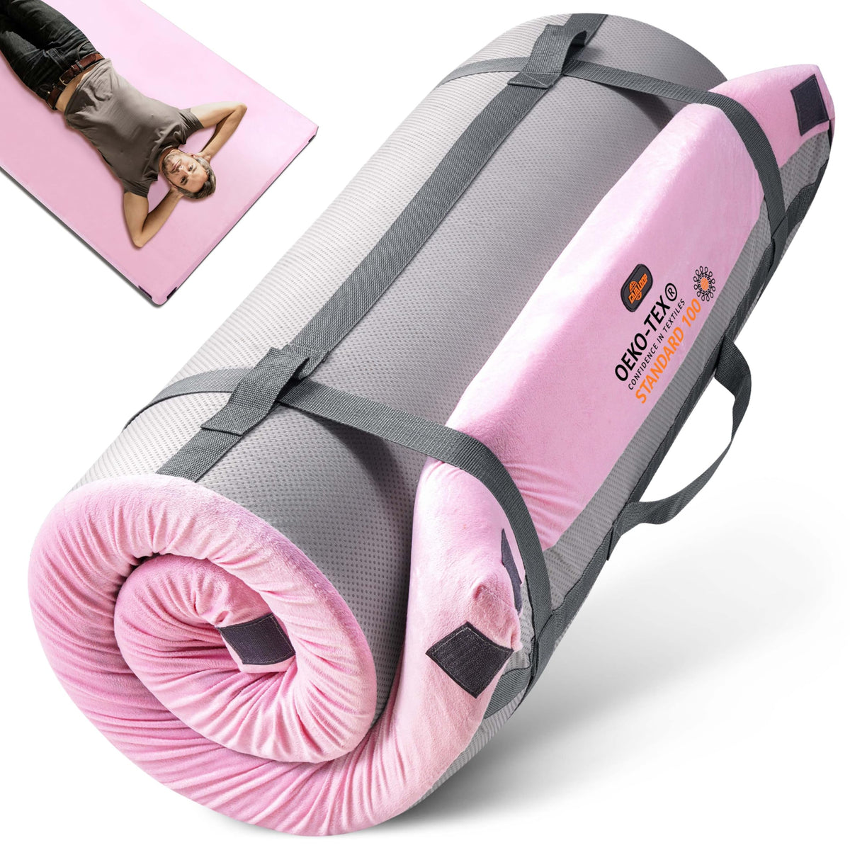Gaialoop 3inch memory foam camping mattress rolled in case for easy transport