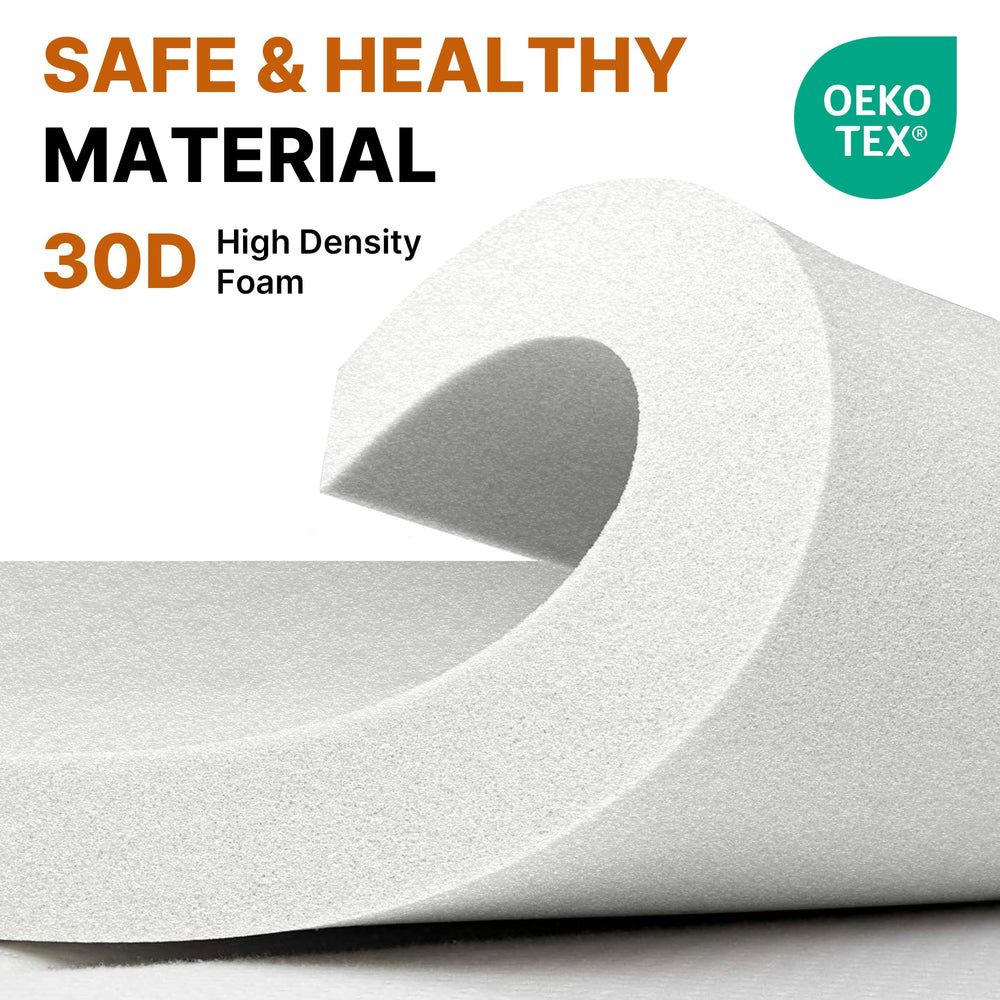 Gaialoop 4-inch foam camping mattress rolled in case for easy transport.